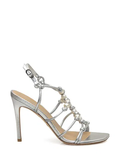 Stuart Weitzman Sandal With Pearls In Silver