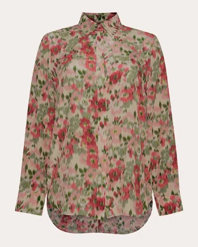 Adam Lippes Floral-print Silk Shirt In Neutrals