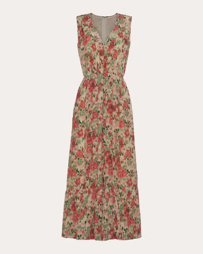 Adam Lippes Marina Crepe De Chine Floral Print Midi Dress In Neutrals