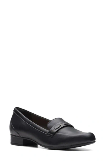 Clarks Women's Juliet Bay Woven-strap Loafer Flats In Black Leather