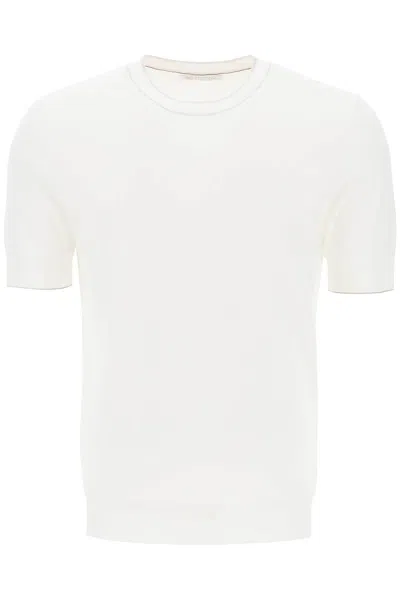 Brunello Cucinelli Cotton Yarn T-shirt For Men In White