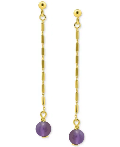 Giani Bernini Gemstone Bead Chain Drop Earrings In 18k Gold-plated Sterling Silver, Created For Macy's In Amethyst,gold