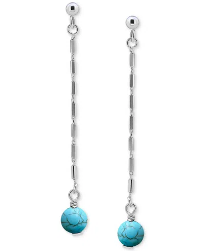 Giani Bernini Gemstone Bead Chain Drop Earrings In 18k Gold-plated Sterling Silver, Created For Macy's In Turquoise Howlite,silver