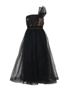RED VALENTINO WRINKLED TULLE BOW DRESS,NR3VA5C5 35F0NO