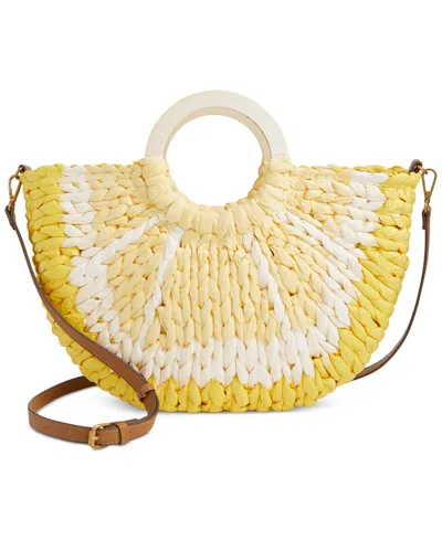 Style & Co Straw Tote Crossbody, Created For Macy's In Lemon