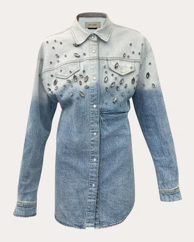 Hellessy Women's Lysa Crystal Denim Shirt Dress In Blue
