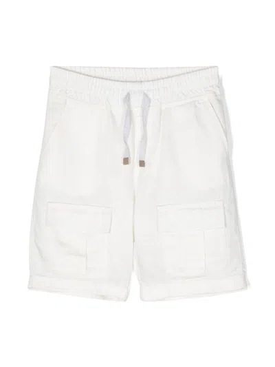 Eleventy Kids' Logo-appliqué Shorts In White