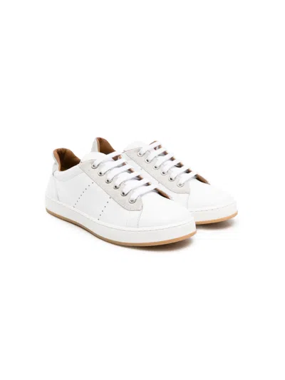 Eleventy Kids' Perforated-detailing Leather Trainers In White