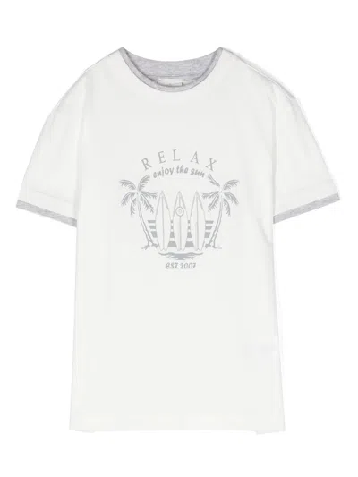 Eleventy Kids' Graphic-print Cotton T-shirt In White