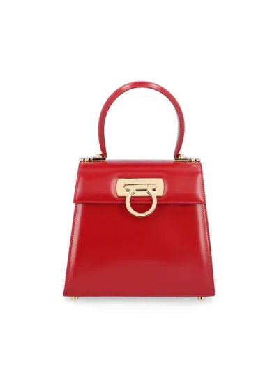 Ferragamo Iconic Small Top Handle Bags In Red