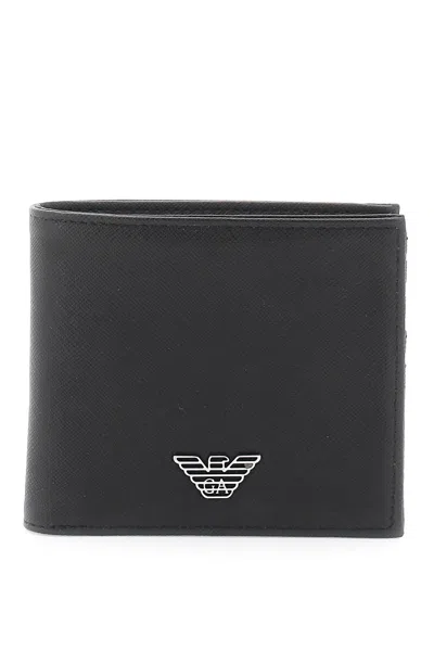 Emporio Armani Eagle Plaque Wallet In Black