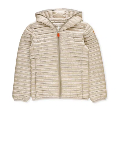 Save The Duck Kids' Rosy Hooded Padded Jacket In Neutrals
