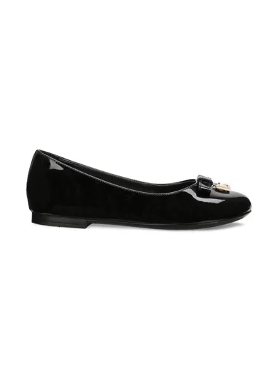 Dolce & Gabbana Kids' Patent Leather Ballet Flats With Metal Dg Logo In Black
