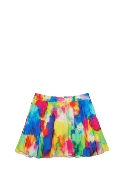 Dsquared2 Kids' Abstract-print Pleated Skirt In Blue