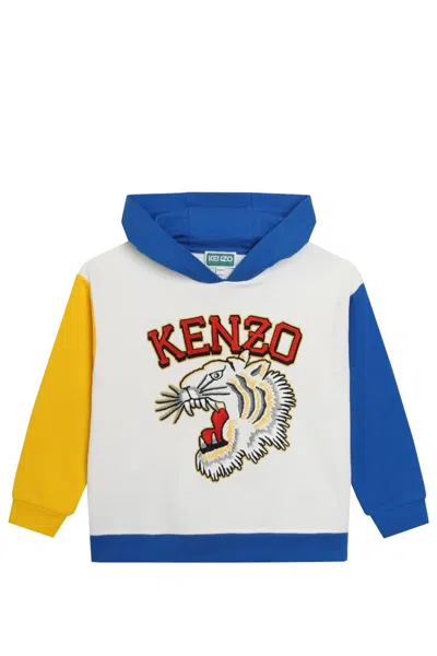 Kenzo Kids' 印花棉质针织帽衫 In White