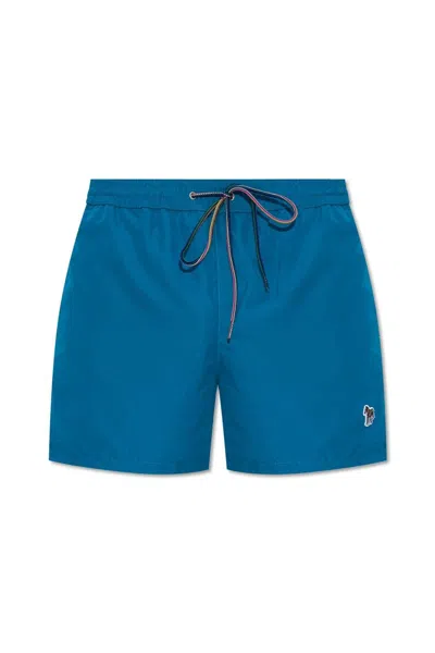 Paul Smith Swimming Shorts With Patch In Blue