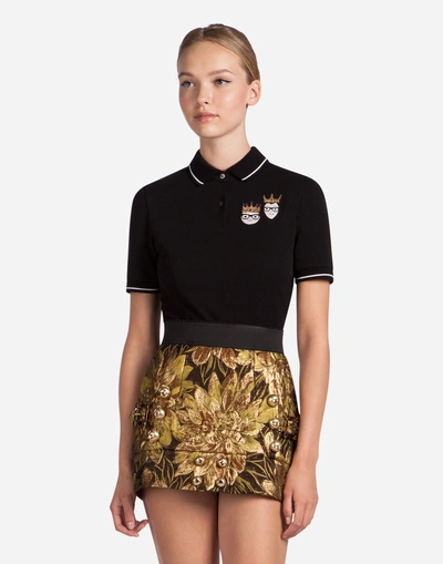 Dolce & Gabbana Embroidered #dgfamily Polo Shirt In Multi