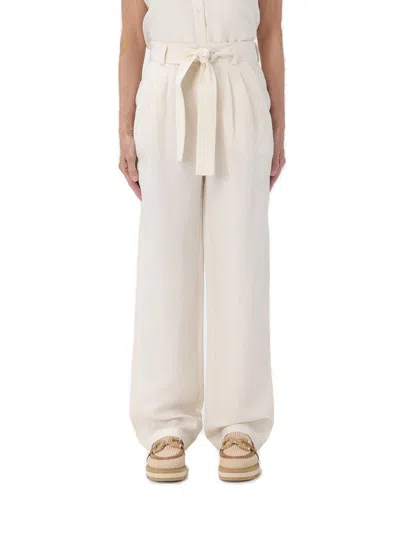 Woolrich Belted Straight-leg Trousers In White