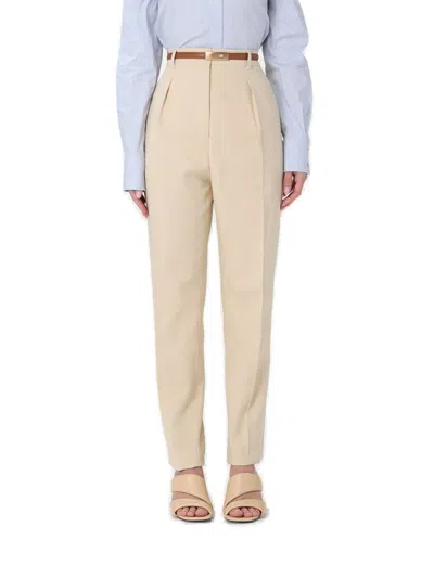 Max Mara Studio High Waist Straight Leg Trousers In Sand