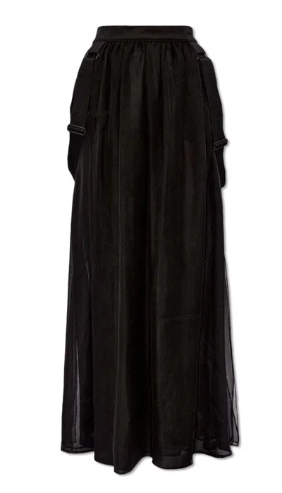 Max Mara Buckle Detailed Maxi Skirt In Nero