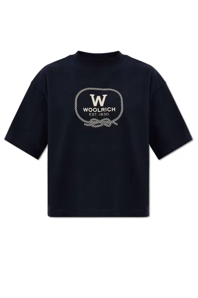 Woolrich Logo-print Cotton T-shirt In Blue