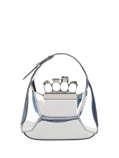 Alexander Mcqueen Mini Jewelled Handbag In Silver