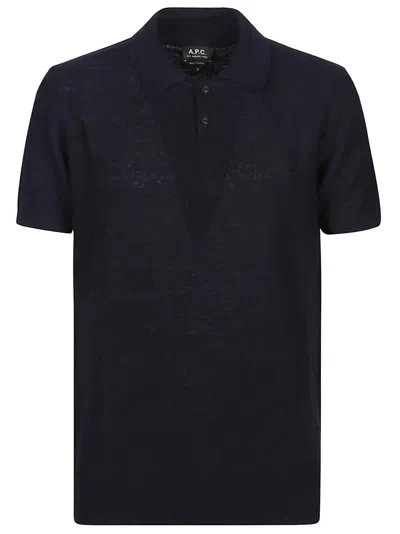 Apc Jay Open-knit Polo Shirt In 蓝色