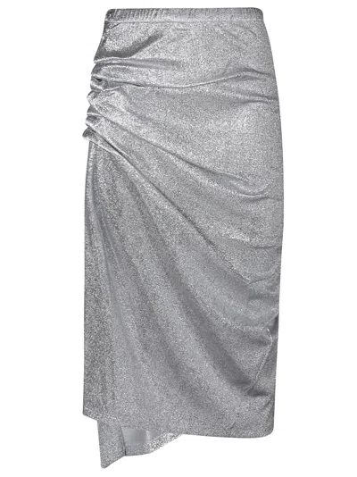 Paco Rabanne Drapped Button Skirt In Silver
