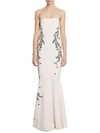 CINQ À SEPT Luna Embroidered Strapless Gown