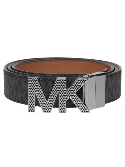 Michael Kors Monogram-pattern Leather Belt In Black