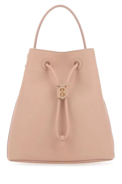 Burberry Pink Leather Small Tb Bucket Bag