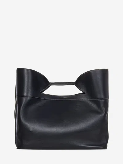 Alexander Mcqueen The Bow Small Leather Top-handle Bag In Black