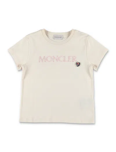 Moncler Kids' Short Sleeves T-shirt In Beige