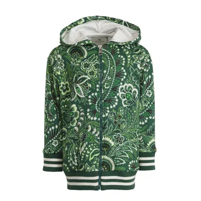 Etro Kids' Floral-print Hoodie In Green