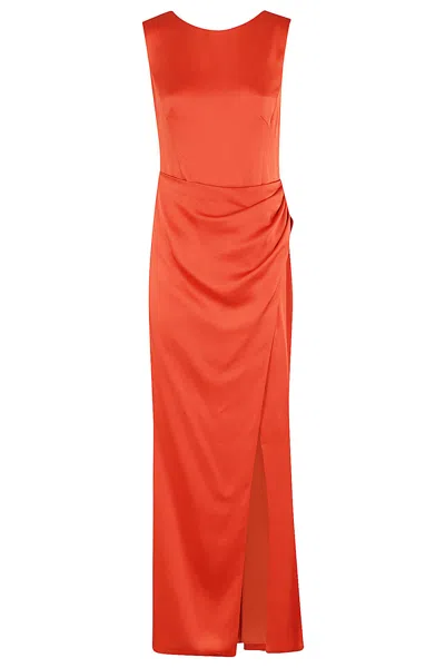 Simkhai Tommy Draped Open-back Column Gown In Flame