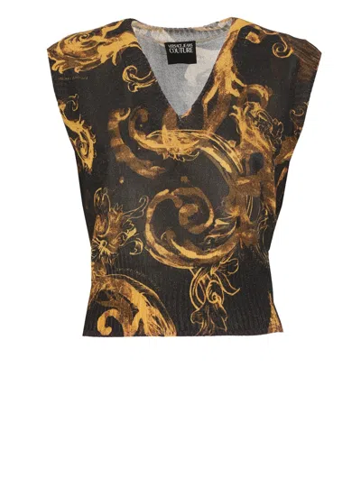 Versace Jeans Couture Watercolour Couture Sweater In Brown