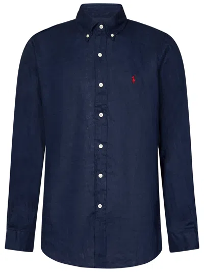 Polo Ralph Lauren Logo-embroidered Button-down Shirt In Blau