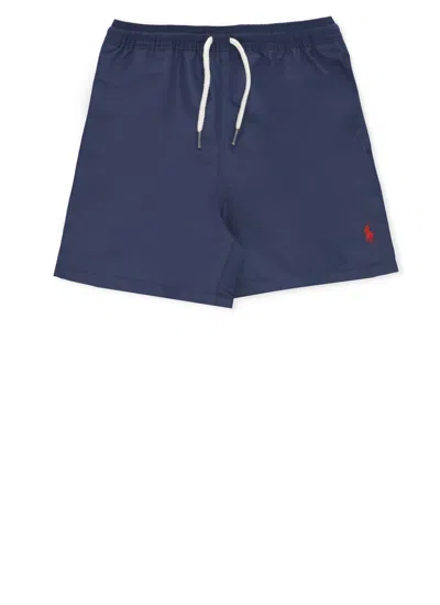 Ralph Lauren Kids' Polo Pony Drawstring-waist Swim Shorts In Blue