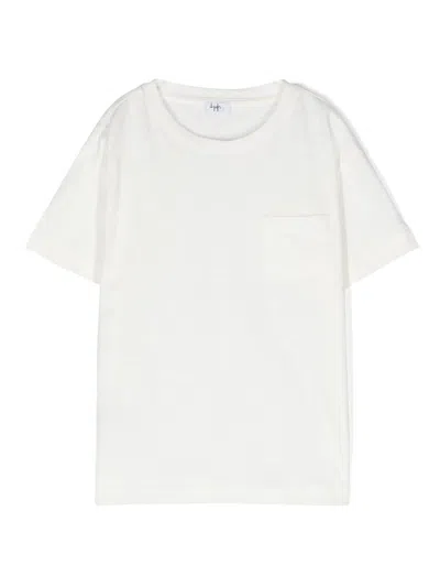 Il Gufo Kids' White Cotton And Linen T-shirt In Latte