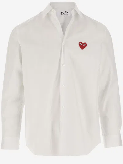 Comme Des Garçons Cotton Logo Shirt In White