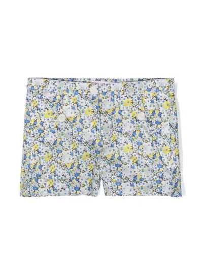 Bonpoint Kids' Printed Cotton Poplin Shorts In Blue