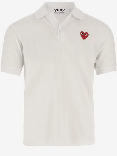 Comme Des Garçons Cotton Polo Shirt With Logo In White
