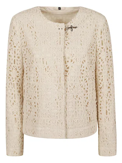 Fay Crochet Cardigan In Neutral