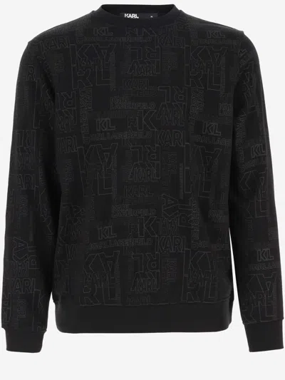Karl Lagerfeld Cotton Blend Sweatshirt With Logo In Black