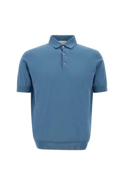 Filippo De Laurentiis Cotton Crepe Polo Shirt In Blue