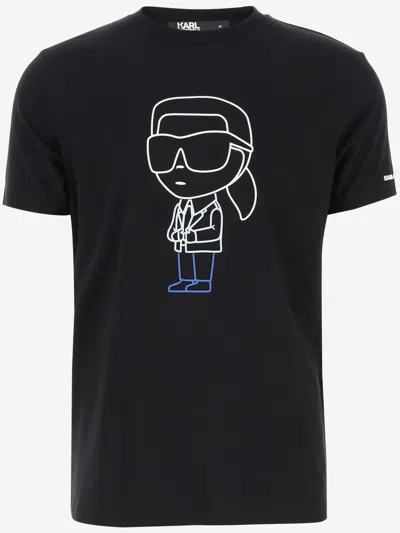 Karl Lagerfeld Stretch Cotton T-shirt With Logo In Black