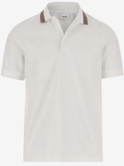 Burberry Cotton Pique Polo Shirt In White