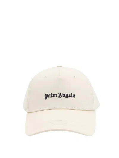 Palm Angels Hat With Logo In Bianco