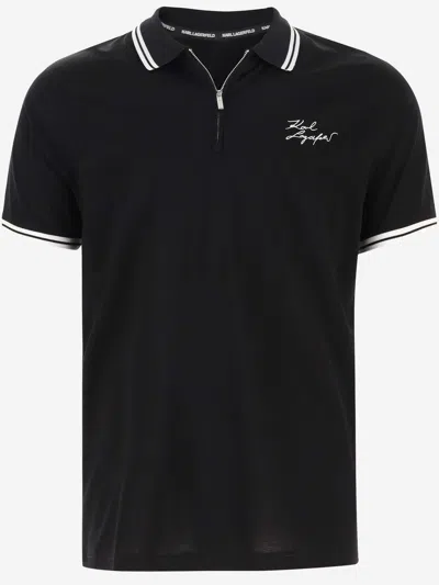 Karl Lagerfeld Cotton Polo In Black