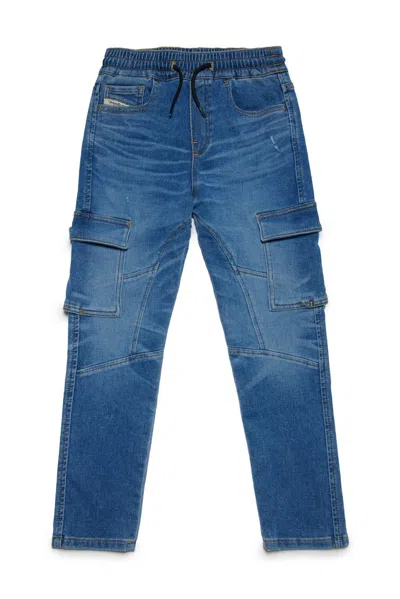Diesel Kids' D-ursy-j Cargo Jeans In Blu Denim